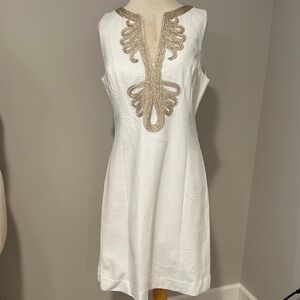 Lilly Pulitzer White Mini Dress with Gold Accents